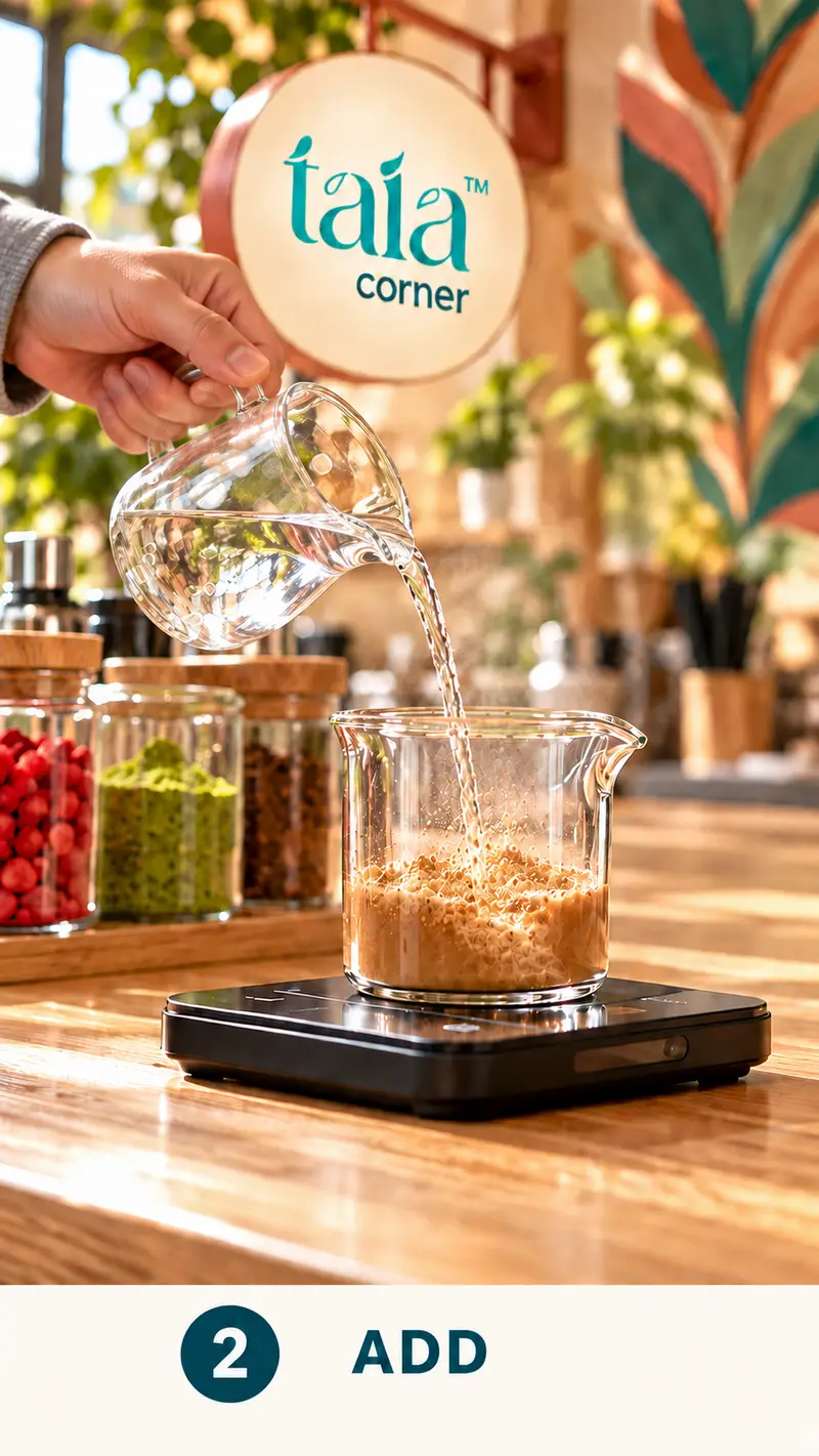 Adding water to a measured drink base